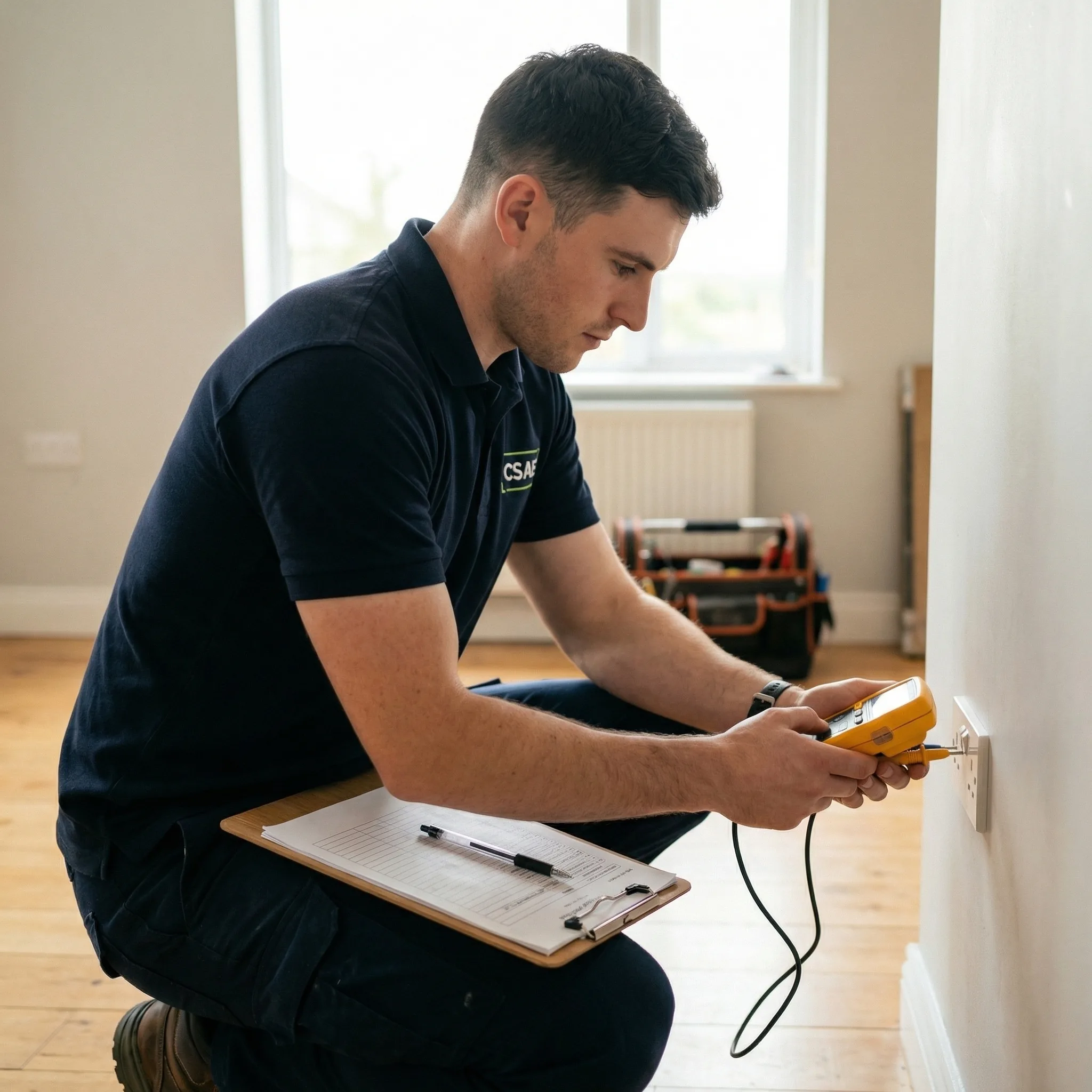Electrician issuing a safety certificate in Cork